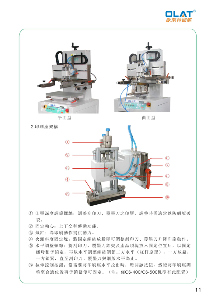 OLAT歐萊特平曲網(wǎng)印機(jī)系列操作手冊(cè)